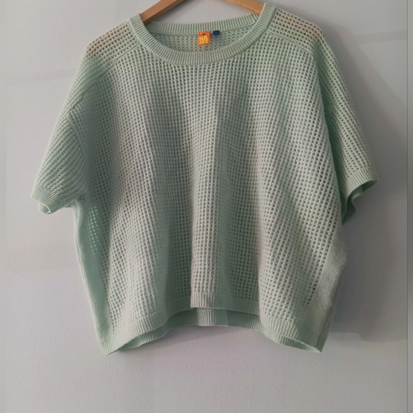 No Name Sweaters - No Name 100% Cashmere Short Sleeve Sweater Lightweight Soft Knit Mint Green L